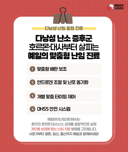 [다낭성 난소 증후군 난임 중점 진료] 전신 호르몬 대사 교정부터 과자극 증후군 케어까지